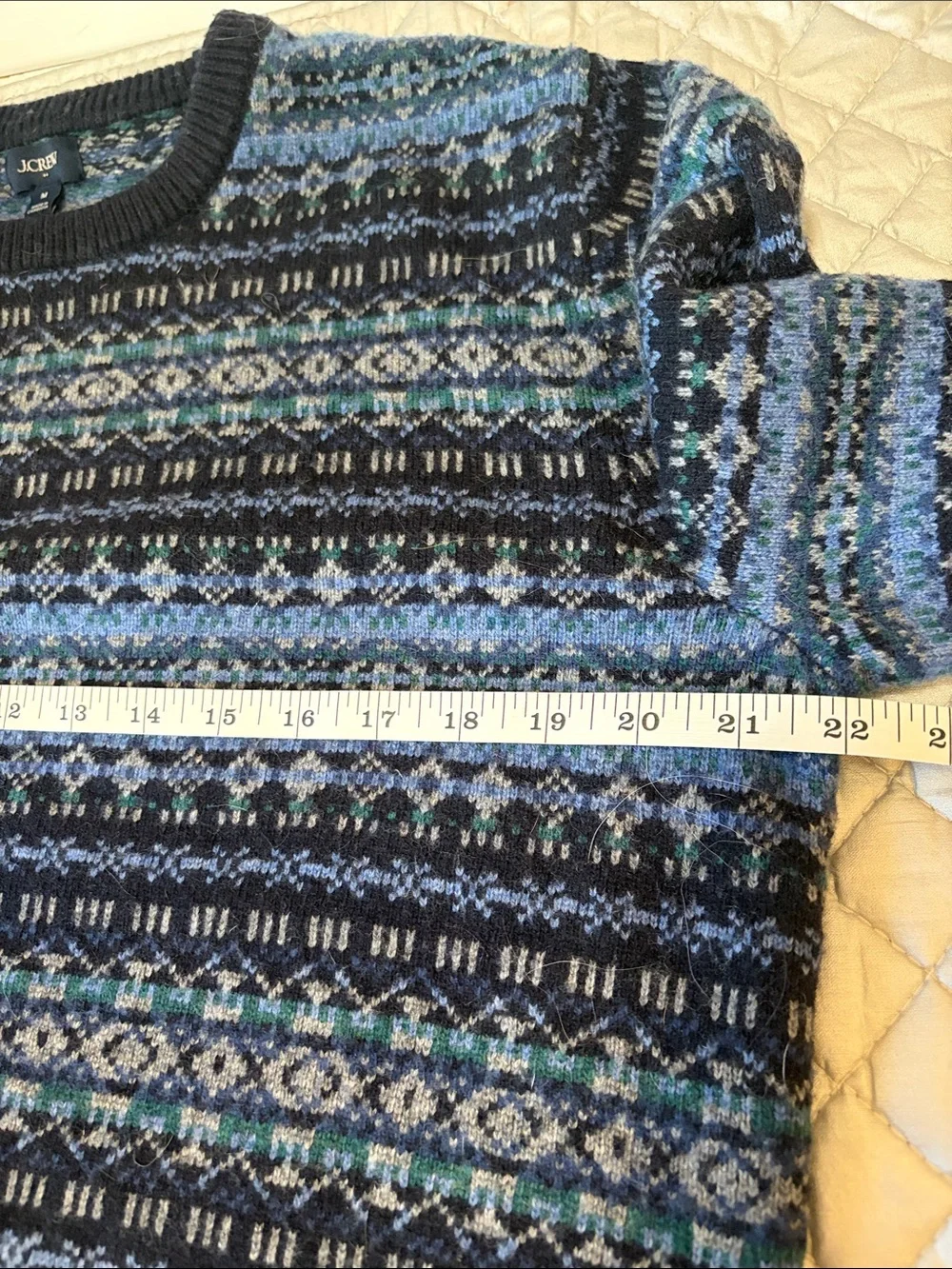 J.Crew Blue & Navy Patterned Sweater - Medium